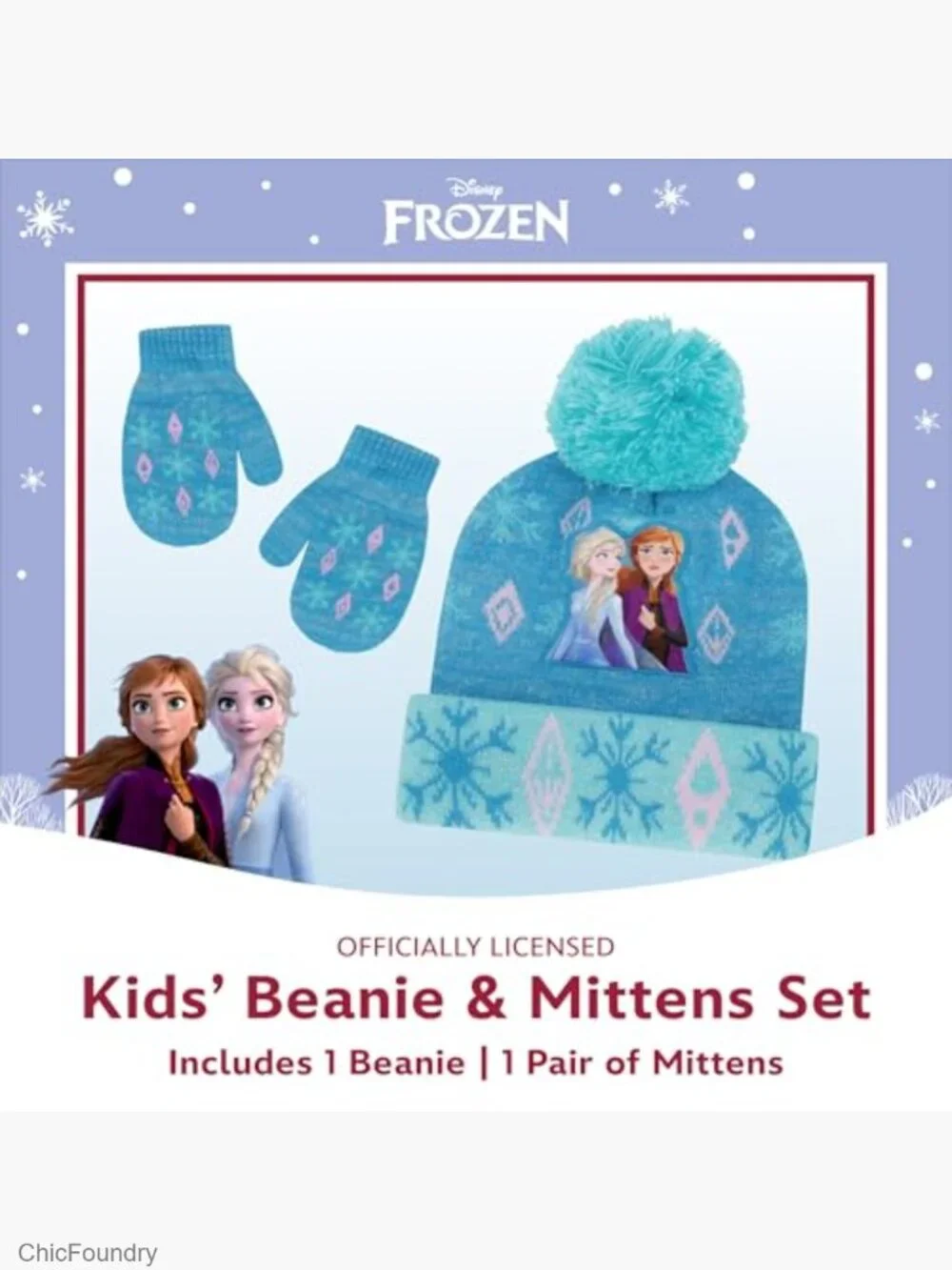 Kids Winter Hat & Mittens Set Frozen Elsa Anna Toddler Beanie Gloves